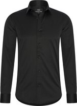 Heren overhemd MarshallDenim - Lange mouwen - Zwart - Slim fit met stretch - Maat S