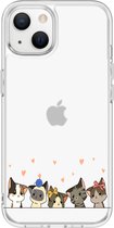 Apple Iphone 13 Mini transparant siliconen hoesje 5 poesjes *LET OP JUISTE MODEL*