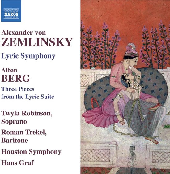 Albumhoes met "Alexander von Zemlinsky Lyric Symphony" en "Alban Berg Three Pieces from the Lyric Suite". Rechts een miniatuur van twee vrouwen in roze en grijze kleding.