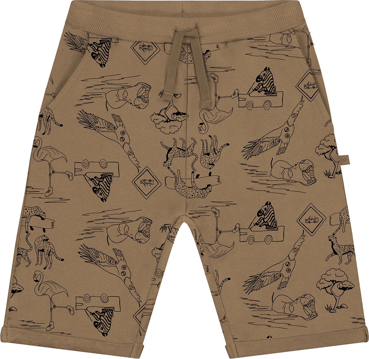 Smitten Organic - Safari all over print unisex tan bruin Bermuda