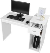 Bureau, computertafel van mdf met lade en 2 planken, werktafel, pc-tafel, 112 x 50 x 82 cm