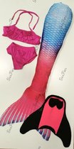 Zeemeermin staart set| Mermaid staart, Bikiniset en Monovin | Pink&Blue maat 130