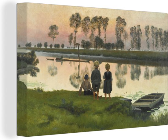 Canvas schilderij 140x90 cm - Wanddecoratie Het ochtendroos - Schilderij van Emile Claus - Muurdecoratie woonkamer - Slaapkamer decoratie - Kamer accessoires - Schilderijen