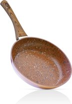 Livington Copper & Stone Pan - 28cm koekenpan- anti-aanbaklaag en krasbestendig - graniet look - binnenste steenlaag voor perfecte warmteverdeling - geschikt voor Ceran, gas, elektrisch, inductie