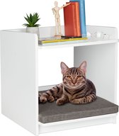 Relaxdays bijzettafel met kattenmand - nachtkastje - hondenmand - kattenhuis - kattenkast