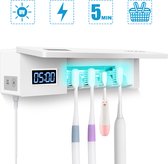 UV Tandenborstelhouder Sterilisator - USB Oplaadbare Badkamer Muur Gemonteerde - 4 Poort Elektrische Tandenborstel Sterilisator Organizer - met Cover en Timer- Anti-Stof Case Set -