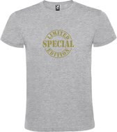 Grijs t-shirt met " Special Limited Edition " print Goud size XL