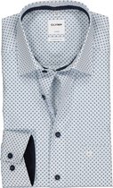 OLYMP Luxor comfort fit overhemd - mouwlengte 7 - wit met licht- en donkerblauw poplin (contrast) - Strijkvrij - Boordmaat: 46