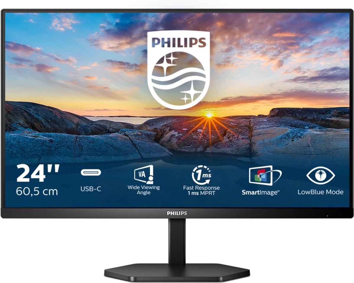 Philips 24E1N3300A - Full HD IPS USB-C Monitor - 65w - 24 inch - Philips