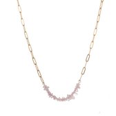 Go Dutch Label Collier roze steentjes rozekwarts Gold N2285-2