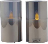 Sirius Shining Moments - Ivy Glass Candle - Mini set van 2 - donkergrijs - Ø 4,5 cm - 9 cm hoog