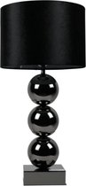 Luxe Bollamp - Zwart - Tafellamp - 3 Bollen - Vierkante Voet - Met velvet kap - Eric Kuster Stijl