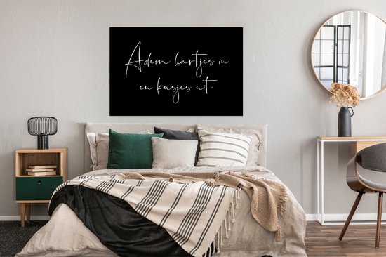 Poster Spreuken - Quotes - Adem hartjes in en kusjes uit - Koppel - 120x90 cm