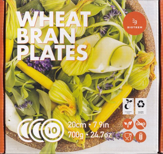 Biotrem Wheat Bran Plates - Ø 20 cm - 10 stuks - Tarwe wegwerpbord | bol