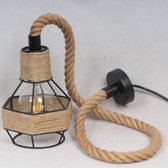 Plafondlamp touw - Industriële lamp - Lamp voor woonkamer - Zwarte lamp - Hanglamp  - Zwarte hanglamp - Hanglamp zwart - Plafondlamp zwart - Lamp voor eettafel