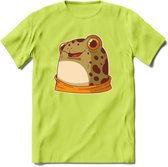 Blije kikker T-Shirt Grappig | Dieren reptielen Kleding Kado Heren / Dames | Animal Skateboard Cadeau shirt - Groen - S