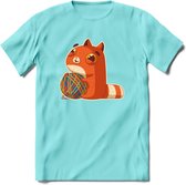 Kat en draad T-Shirt Grappig | Dieren katten Kleding Kado Heren / Dames | Animal Skateboard Cadeau shirt - Licht Blauw - XL