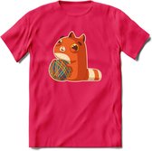 Kat en draad T-Shirt Grappig | Dieren katten Kleding Kado Heren / Dames | Animal Skateboard Cadeau shirt - Roze - XXL