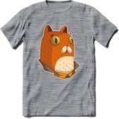 Casual kat T-Shirt Grappig | Dieren katten Kleding Kado Heren / Dames | Animal Skateboard Cadeau shirt - Donker Grijs - Gemaleerd - M