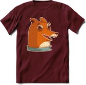 Lachende vos T-Shirt Grappig | Dieren honden Kleding Kado Heren / Dames | Animal Skateboard Cadeau shirt - Burgundy - XL