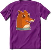 Lachende vos T-Shirt Grappig | Dieren honden Kleding Kado Heren / Dames | Animal Skateboard Cadeau shirt - Paars - L