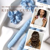 Heatless curls - Heatless Haarkruller - Zijde haarkruller - Heatless curling ribbon silk – Blauw