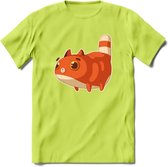 Jagende kat T-Shirt Grappig | Dieren katten Kleding Kado Heren / Dames | Animal Skateboard Cadeau shirt - Groen - M