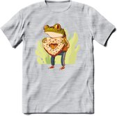 Valentijn kikker T-Shirt Grappig | Dieren Valentijnsdag Kleding Kado Heren / Dames | Animal Skateboard Cadeau shirt - Licht Grijs - Gemaleerd - 3XL