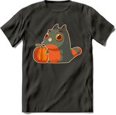 Frankenstein kat T-Shirt Grappig | Dieren katten halloween Kleding Kado Heren / Dames | Animal Skateboard Cadeau shirt - Donker Grijs - XL