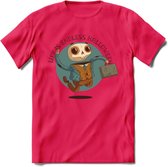 Casual skelet T-Shirt Grappig | Dieren halloween Kleding Kado Heren / Dames | Animal Skateboard Cadeau shirt - Roze - XXL