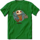 Casual skelet T-Shirt Grappig | Dieren halloween Kleding Kado Heren / Dames | Animal Skateboard Cadeau shirt - Donker Groen - XXL