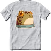 Kikkker vriend T-Shirt Grappig | Dieren reptielen Kleding Kado Heren / Dames | Animal Skateboard Cadeau shirt - Licht Grijs - Gemaleerd - XXL