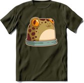 Kikkker vriend T-Shirt Grappig | Dieren reptielen Kleding Kado Heren / Dames | Animal Skateboard Cadeau shirt - Leger Groen - XXL