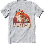 Kat murrmy T-Shirt Grappig | Dieren katten halloween Kleding Kado Heren / Dames | Animal Skateboard Cadeau shirt - Licht Grijs - Gemaleerd - L