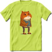 Casual kat T-Shirt Grappig | Dieren katten Kleding Kado Heren / Dames | Animal Skateboard Cadeau shirt - Groen - XL