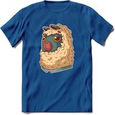 Casual lama T-Shirt Grappig | Dieren alpaca Kleding Kado Heren / Dames | Animal Skateboard Cadeau shirt - Donker Blauw - XXL