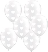 Ballonnen met hartjes wit 6 stuks 30 cm
