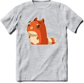 Schattige katten hypnose T-Shirt Grappig | Dieren poes Kleding Kado Heren / Dames | Animal Skateboard Cadeau shirt - Licht Grijs - Gemaleerd - M