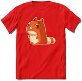 Schattige katten hypnose T-Shirt Grappig | Dieren poes Kleding Kado Heren / Dames | Animal Skateboard Cadeau shirt - Rood - XXL