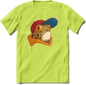 Hippe Kikker T-Shirt Grappig | Dieren reptielen Kleding Kado Heren / Dames | Animal Skateboard Cadeau shirt - Groen - S