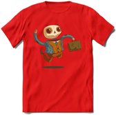 Casual skelet T-Shirt Grappig | Dieren halloween Kleding Kado Heren / Dames | Animal Skateboard Cadeau shirt - Rood - L