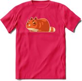 Schattige kat klaar voor aanval T-Shirt Grappig | Dieren katten Kleding Kado Heren / Dames | Animal Skateboard Cadeau shirt - Roze - S