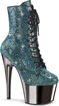 Pleaser Plateau Laarzen -36 Shoes- ADORE-1020CHRS US 6 Blauw/Chroomkleurig