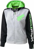 Womens Zip Through Hoodie Heather Gray - Black - Lime (MPLSWT477LS) S