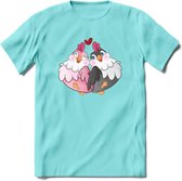 Tortelduifjes - Valentijn T-Shirt | Grappig Valentijnsdag Cadeautje voor Hem en Haar | Dames - Heren - Unisex | Kleding Cadeau | - Licht Blauw - M