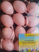 12 roze Paashangers voor in paasboom - paasversiering - Pasen - paaseieren paasdecoratie