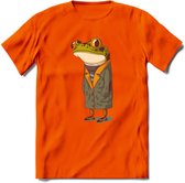 Casual kikker T-Shirt Grappig | Dieren reptiel Kleding Kado Heren / Dames | Animal Skateboard Cadeau shirt - Oranje - L