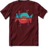 Casual monsters T-Shirt Grappig | Dieren Kleding Kado Heren / Dames | Animal Skateboard Cadeau shirt - Burgundy - XL