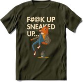 Casual vos quote T-Shirt Grappig | Dieren honden Kleding Kado Heren / Dames | Animal Skateboard Cadeau shirt - Leger Groen - M