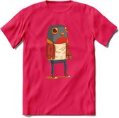 Casual vogel quote T-Shirt Grappig | Dieren vogels Kleding Kado Heren / Dames | Animal Skateboard Cadeau shirt - Roze - L